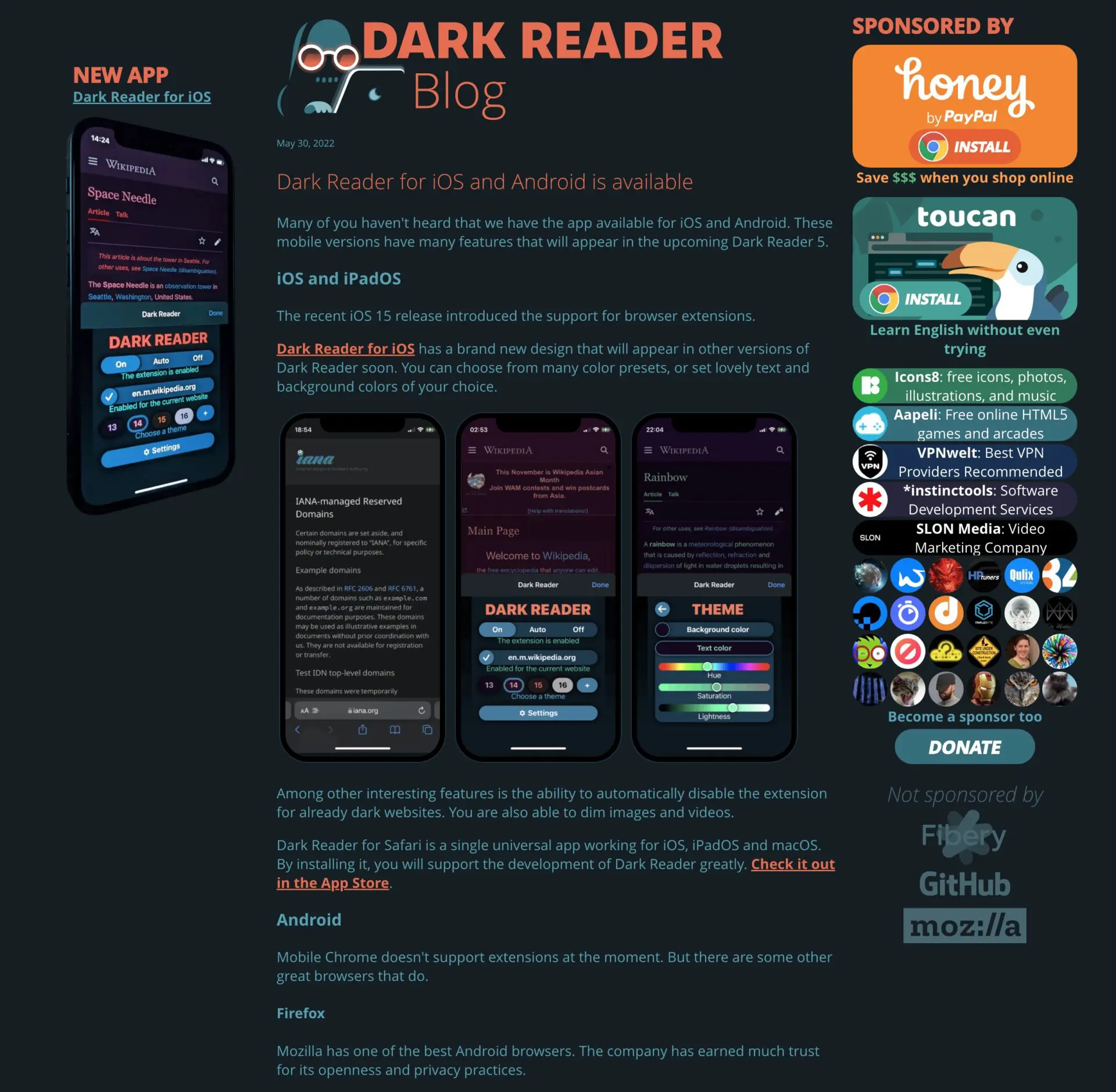 Dark Reader blog