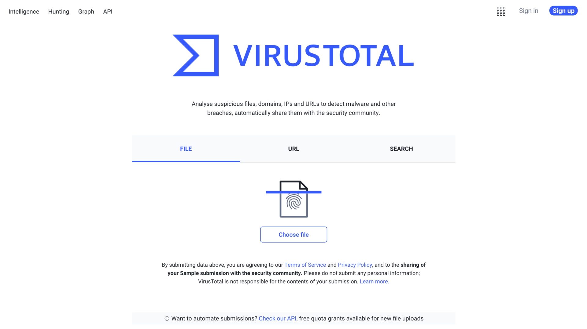 拡張機能で利用できるウイルスチェック。VirusTotal。