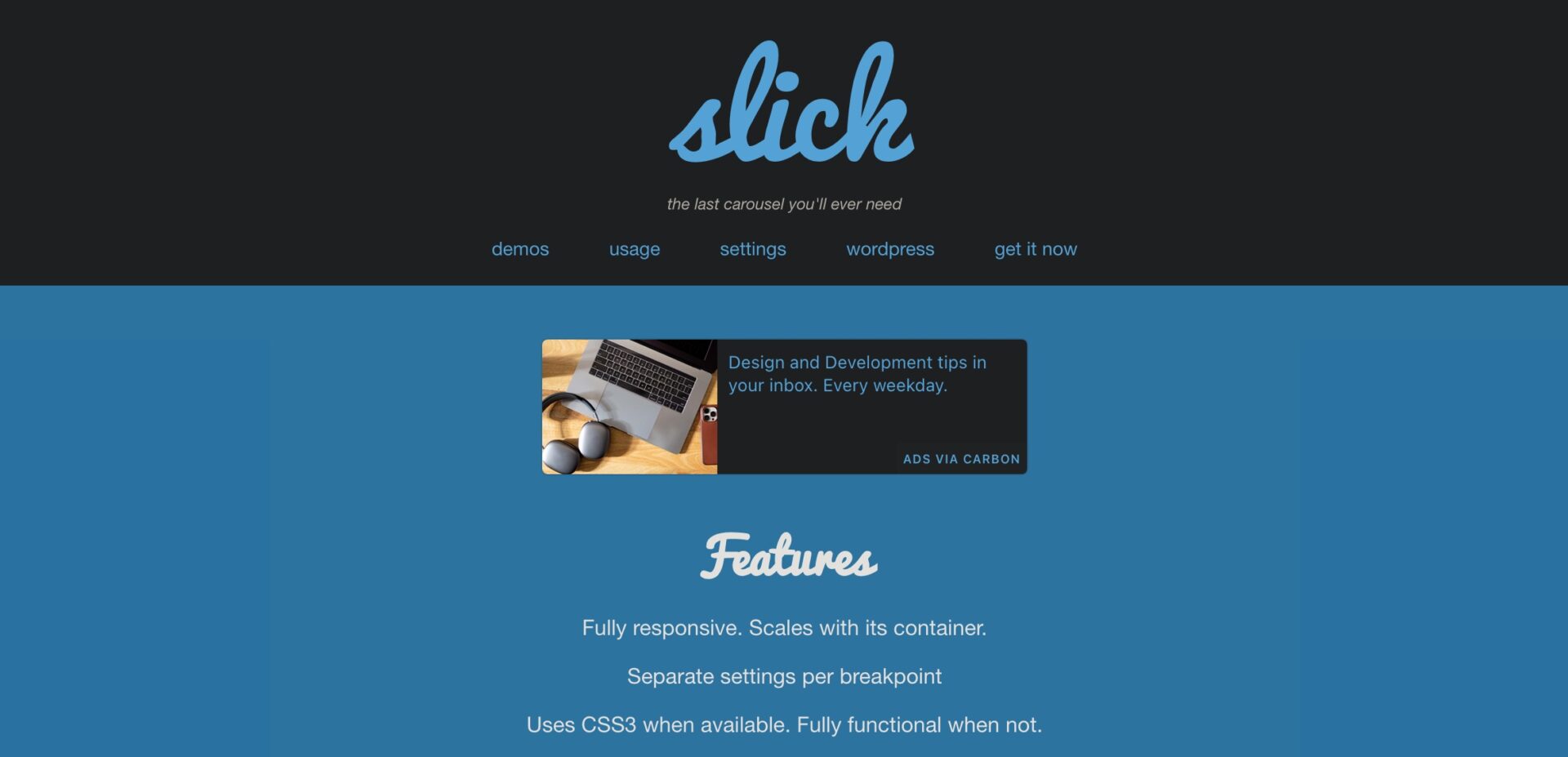 slickの使い方。公式サイトの画像。
