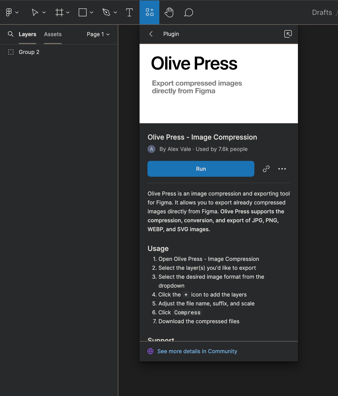 FigmaからWebPで書き出しす方法。Olive Pressのインストール手順。