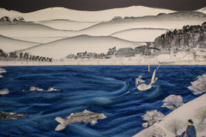 AI DALL·E 葛飾北斎が描いたような札幌のような風景。