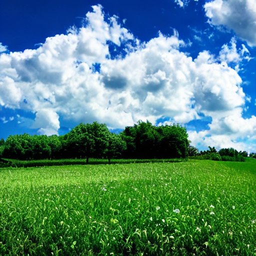 Stable Diffusionが生成した大自然の夏の大空の画像。