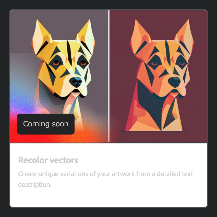 Adobe FireflyのRecolor vectors (ベクトルの色を変更)のスクショ。