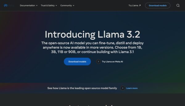 Llamaのダウンロードサイトの画面。