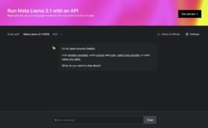 Llama 3.1の使い方の例。Meta Llama 3.1 on Replicateの画面。