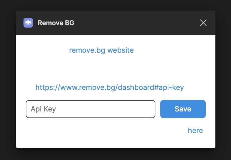 FigmaへRemove BGのAPIキーを設定。