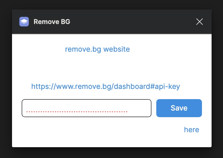 FigmaへRemove BGのAPIキーを設定。