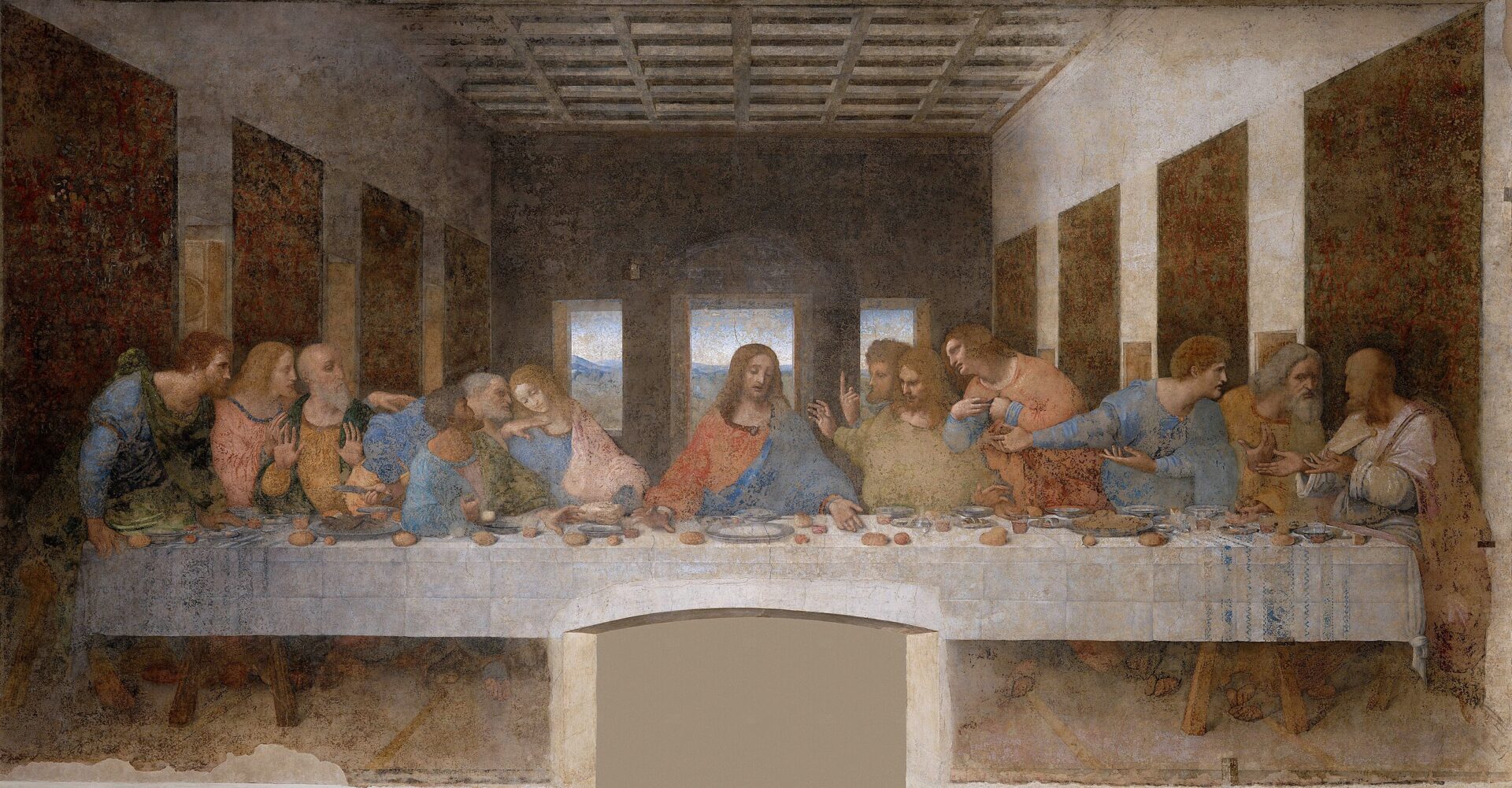 レオナルド・ダ・ヴィンチによる、最後の晩餐の絵。
