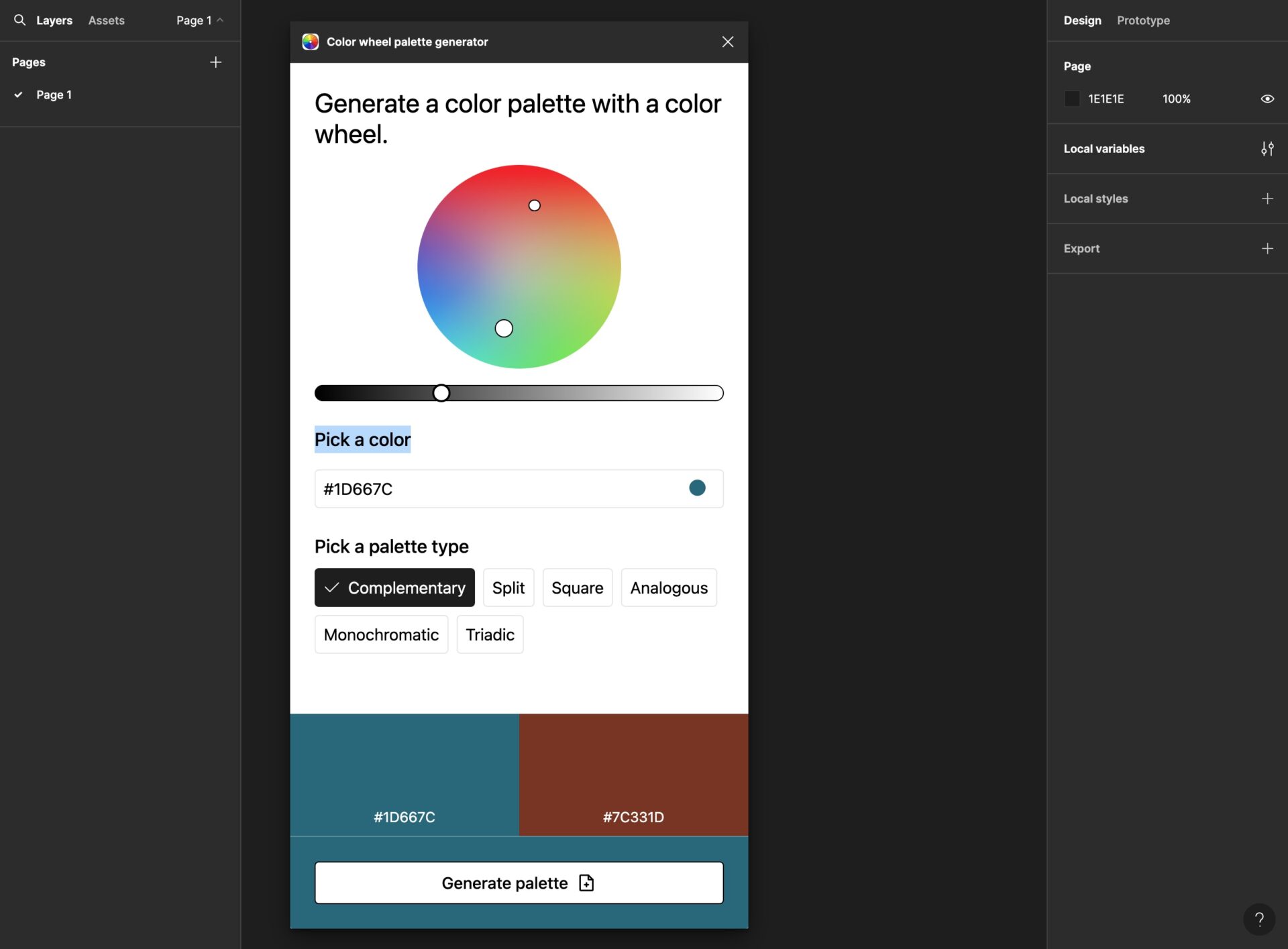 Pick a colorにベースの色を指定する。